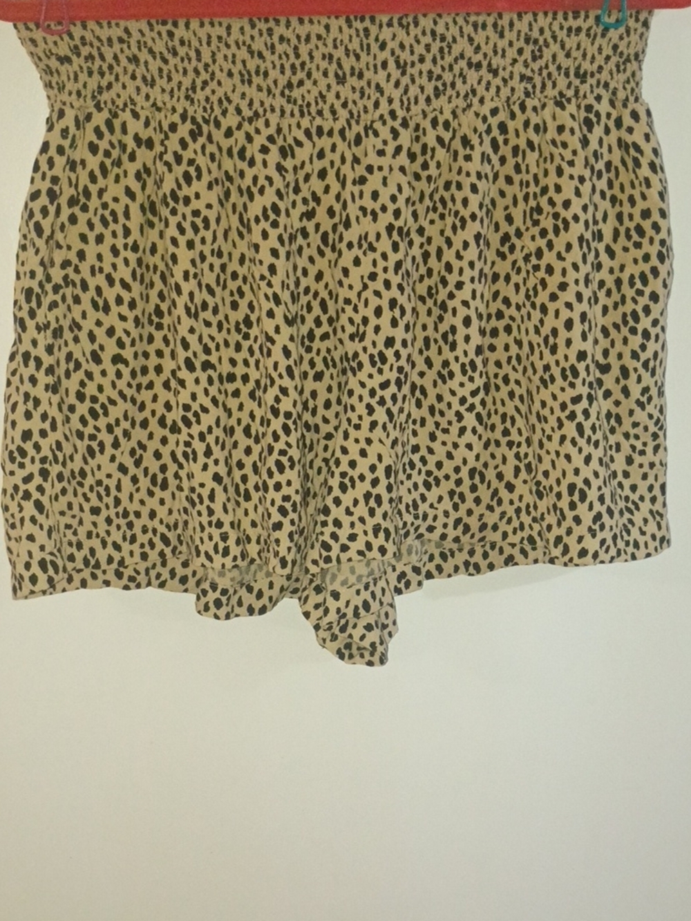 No Boundaries Tan & Black Leopard Smocked Waist Shorts